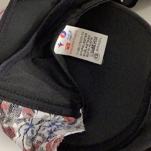 Massam Black and White Floral Lace Padded Bra Made in Brazil New with Tags - Picture 8 of 8